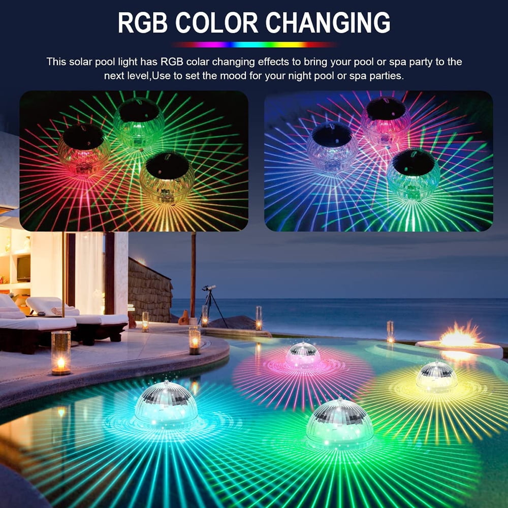 Lawn Garden Beach Patio Party Afirst Floating Solar Pool Light RGB Color Changing Waterproof Outdoor Decorations for Swimming Pool 