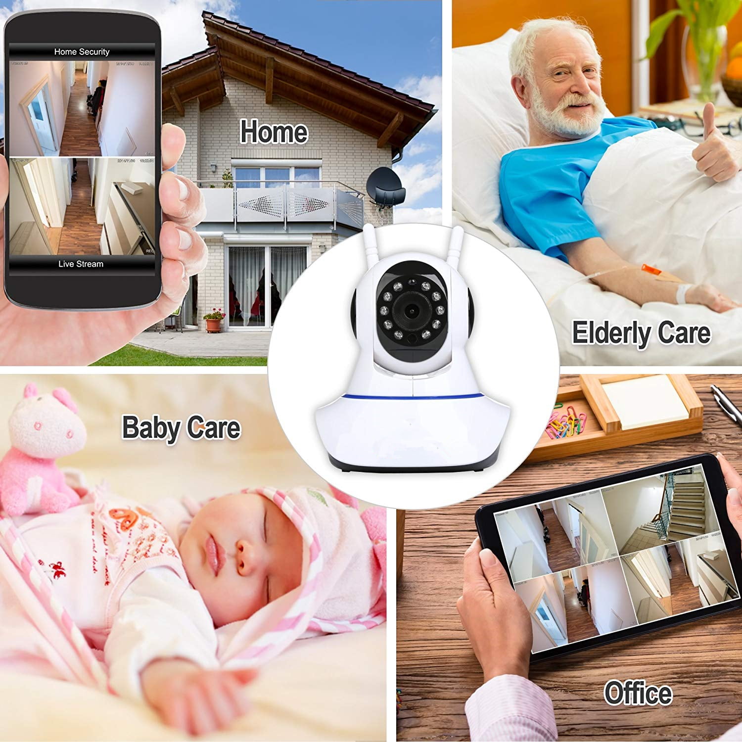 1080p HD IP Security Camara Exterior Visión Nocturna Wifi 1080P Camara De  Vigilancia Home Indoor Camera for Baby Pet Nanny Detection 