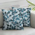 thumbnail image 3 of Acheng  Classical Jacquard Teal Leaf Pattern Square Decorative Throw Pillow Case Cushion Cover,Set of 2(Two Sides Print) 22x22in, 3 of 7