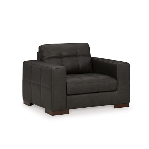 Bowery Hill Leather Modern Corner-blocked frame Oversized Chair