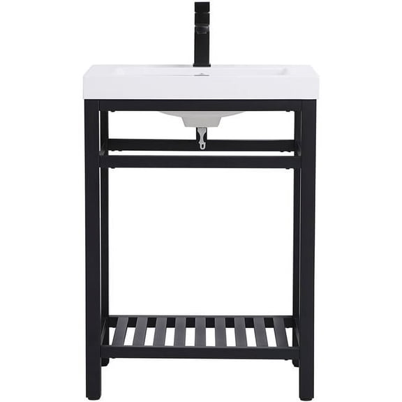 24 in. Single Bathroom Metal Vanity, Black