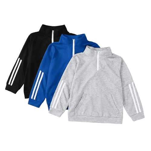Mikrdoo Boys Casual High Neck Zipper Sport Style Sweatshirt 3-Pack, Sizes 7-15