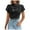 Black, variant on Lixiuxyad Baggy T Shirts Womens Summer Satin Casual Ruffle Short Sleeve Crewneck Tops,Black L