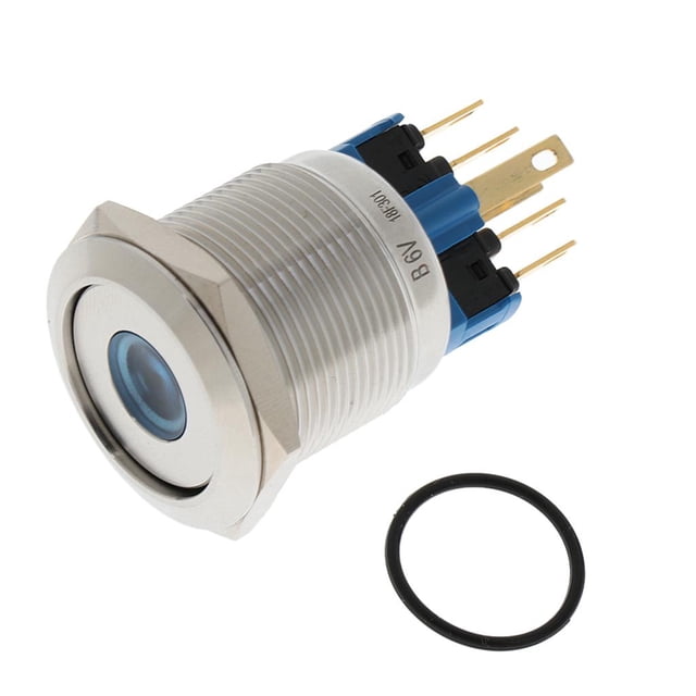 Interruptor de botón pulsador Momentáneo (ENCENDIDO) - APAGADO Bocina de arranque Impermeable 22 mm 6 V CUTICAT Interruptor de empuje de acero