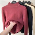 thumbnail image 1 of Suéter de cuello alto para mujer, Jersey de punto elegante, grueso, forrado de terciopelo, cálido, Tops delgados, Jersey de punto, nuevo, Invierno, 1 of 4