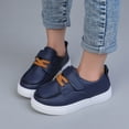 thumbnail image 3 of Toddler Boys Leather Casual Slip On Sneakers Adjustable Hook and Loop Walking Shoes Non Slip Lightweight Flat Daily Dress Shoes, 3 of 8