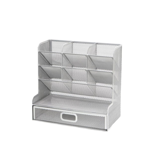 sweethay Portalápices para el hogar, la Oficina y la escuela, Clips para bolígrafos, estante de almacenamiento de acero inoxidable, Carpetas de archivos Tipo B Plata