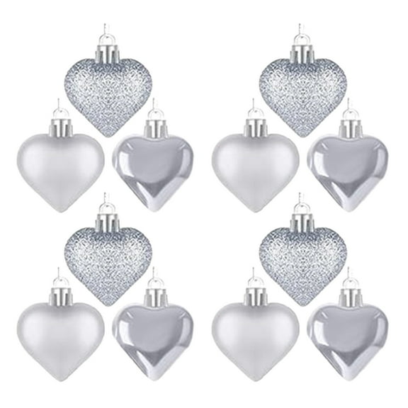 KCEHTA 36 Pcs Valentine's Day Heart Shaped Ornaments, Heart Ornaments for Christmas Tree, Valentines Day Heart Ornaments, Wedding Anniversary Birthday Party Valentines Hanging Ornaments
