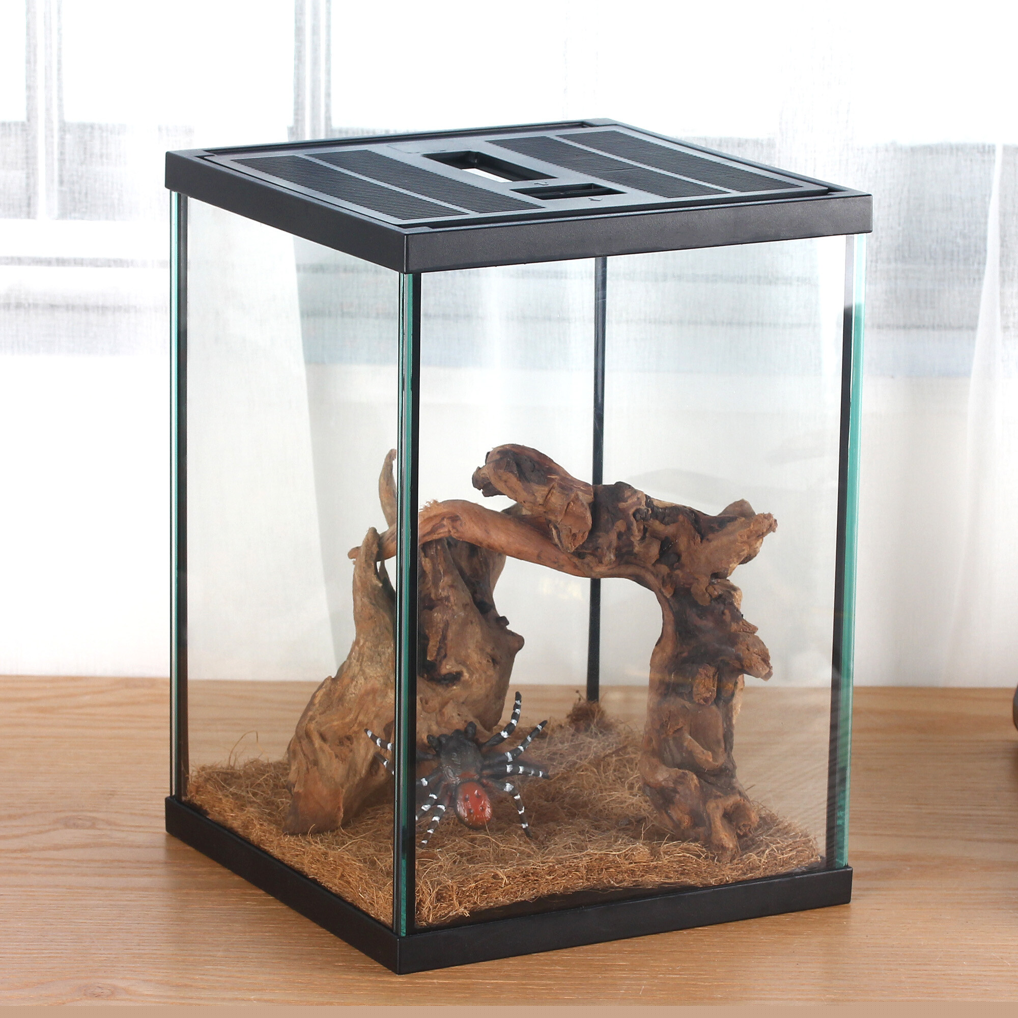 thumbnail image 3 of CRAPELLES Small Vertical Insect GlassTerrarium, 7.8x7.8x10.8'' Reptile Tank, 2.57 Gallon, Color Black, 3 of 7