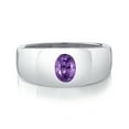 thumbnail image 2 of Gem Stone King Purple Amethyst Ring for Men | 925 Sterling Silver | 1.15 Cttw | Oval 8X6MM | Gemstone February Birthstone | Available in Size 7, 8, 9, 10, 11, 12, 13, 2 of 4