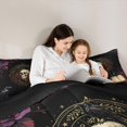 thumbnail image 4 of Castle Fairy Gothic Rose Skull Queen Comforter Set 3 Pieces,Spooky Crow Spiderweb Comforter Sets Queen,Gold Blacks,1 Comforter and 2 Pillowcases,Black Reversible, 4 of 6
