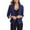 Dark Blue, variant on WXLWZYWL Open Front Blazer for Women 3/4 Sleeve Solid Color Draped Collar Ruffle Hem Work Office Blazer Cardigan Suit Jacket