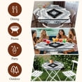 thumbnail image 7 of Brown Beige Boho Round Tablecloth, Fitted Table Cover with Elastic for 36"-44" Round Tables, Southwestern Ethnic Abstract Geometric Table Cloth Outdoor Indoor Dinning Party Waterproof Tablecloths, 7 of 7