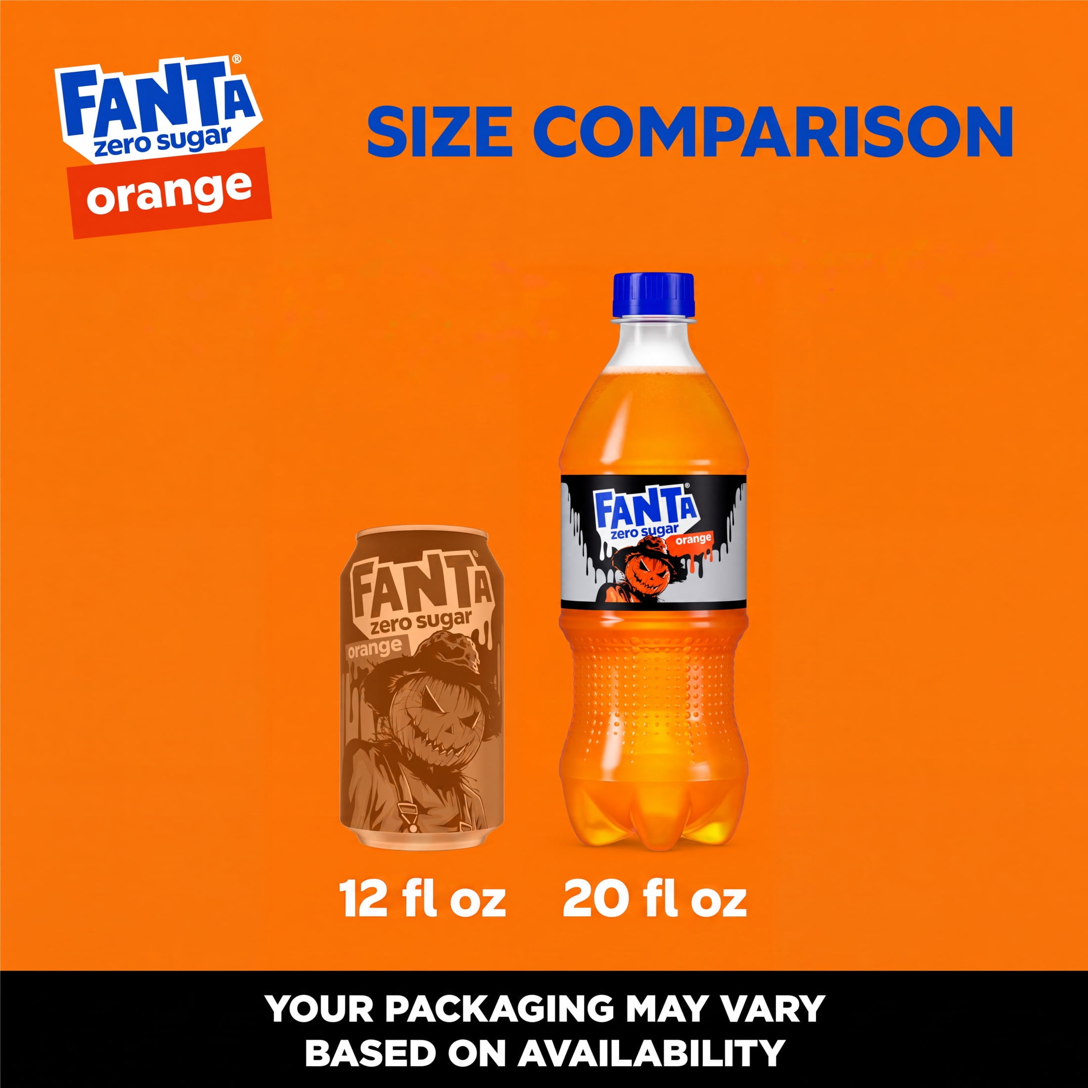 Fanta Zero Sugar Orange Soda Pop Bottle, 20 fl oz