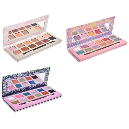 Forever Beauty Eyeshadow Palette Makeup - 12 Colors- Glam Queen With Mirror and Double-End Brush in Gift Pack
