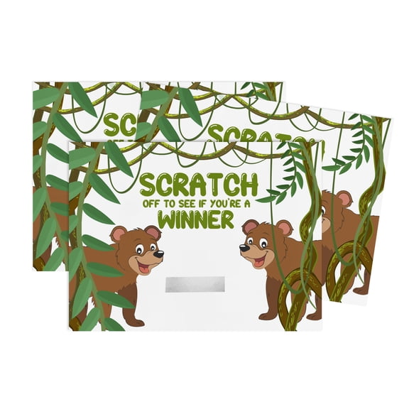 Inkdotpot Boy / Girl Baby Shower Scratch Cards, Pack Of 30, Jungle Theme Scratch Off Cards For Baby Shower Games