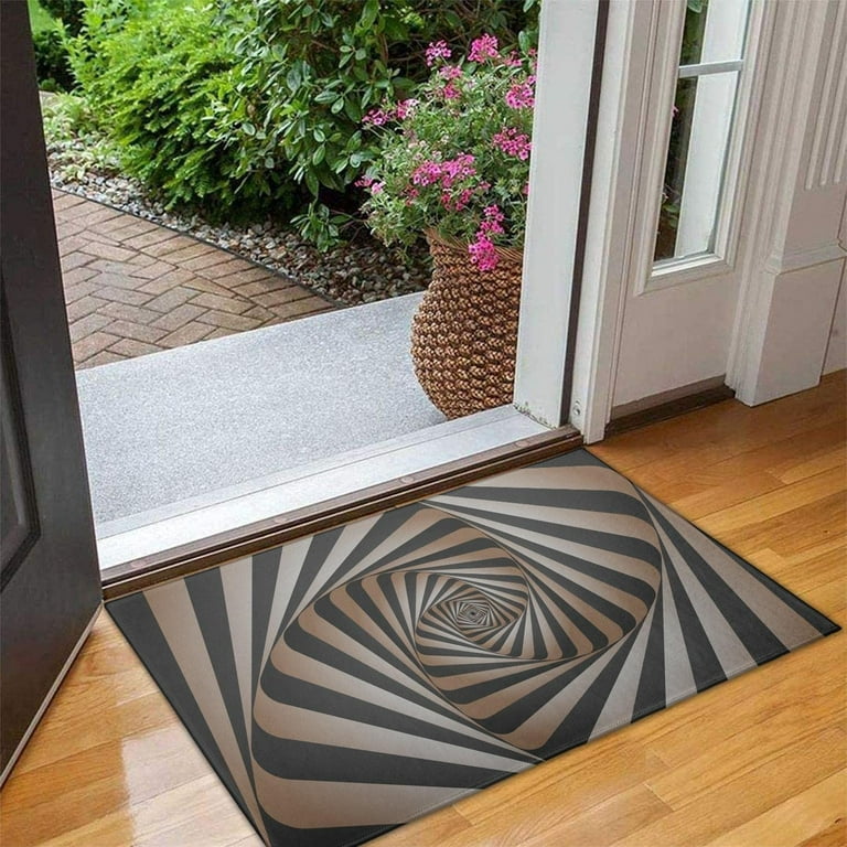 3D Illusion Rugs Black and White Doormat Non-Slip Absorbent Resist Dirt  Front Door Mat Machine Washable Welcome Mats Outdoor Inside Floor Rugs for