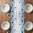 thumbnail image 4 of Table Runner 60 Inches Long for Kitchen Dining, Spring Blue Floral Dresser Scarf Farmhouse, Dining Table Decorations for Wedding/Parties, Farmhouse Weeping Floral Leaves Wood 13 x 60 In, 4 of 8