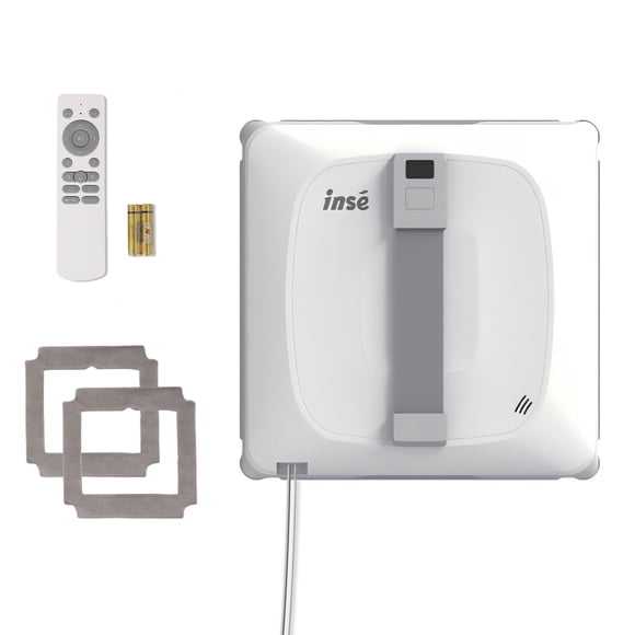 INSE WA9 PRO Robot Limpiador de Ventanas Blanco – 4 Aspersores de Agua, Succión de 2600Pa, Modos Inteligentes N/Z/ZN, Control Remoto y Batería de Respaldo de 20min, para Cristales Domésticos