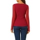thumbnail image 3 of INSPIRAR CHIC Blusas de Cuello Cuadrado para Mujeres, Manga Larga de Malla Transparente, Ajuste Slim, Top Texturizado con Fruncidos, Talla XS, Rojo, 3 of 6