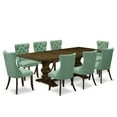 thumbnail image 7 of 9 Piece Dining Set - Rectangle Table with Leaf & 8 Kitchen Chairs - Jacobean Finish, 7 of 7