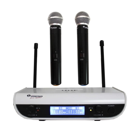 Micrófonos SOUNDTRACK STW-27HU2 Inalámbricos 2 Canales Maletín de Plástico