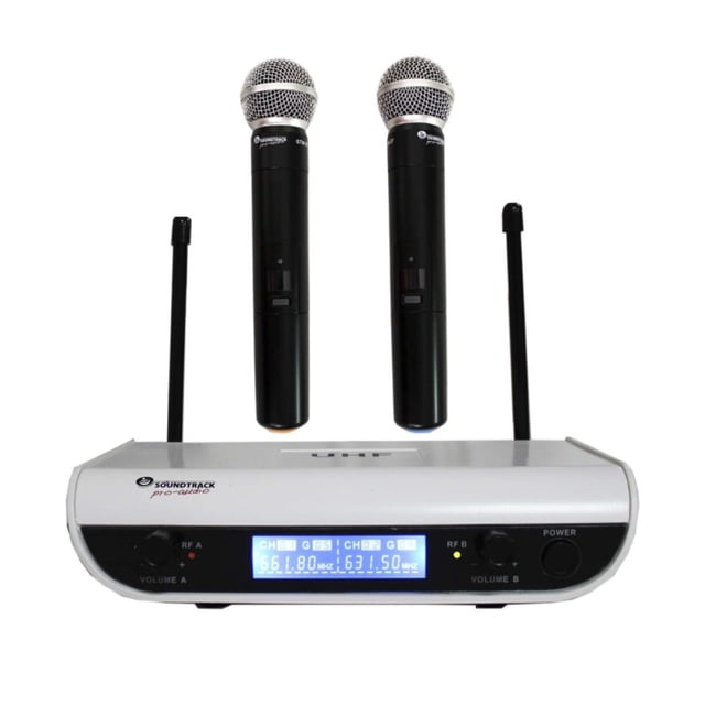 Micrófonos SOUNDTRACK STW-27HU2 Inalámbricos 2 Canales Maletín de Plástico