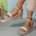 thumbnail image 5 of Dakaela Women's Espadrilles Sandals Ankle Strap Buckle Wedge Sandal Open Toe Platform Slip on Shoes, 5 of 8
