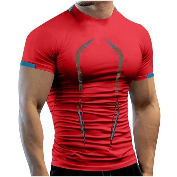Camisetas de manga corta para hombre, blusas y camisas de cuello redondo para hombre, ropa de entrenamiento de verano para hombre, transpirable, de manga corta, de secado rápido, camisetas deportivas