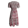 thumbnail image 5 of GYUJNB Robes d'Été pour Femmes 2024 Invité de Mariage Manches Courtes à Volants Col en V Taille Élastique Smockée Robe Midi à Fleurs, 5 of 5