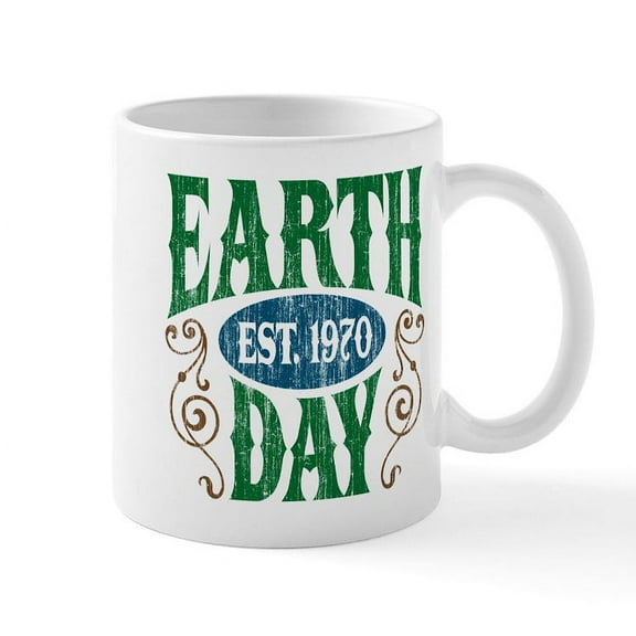 CafePress - Earth Day Est. 1970 Mug Mugs - 11 oz Ceramic Mug - Novelty Coffee Tea Cup