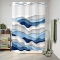 thumbnail image 6 of No Hook Shower Curtain, Blue White Ombre Shower Curtains for Bathroom with See Through Top Window, Modern Geometric Moire Abstract Art Waterproof & Washable Bath Curtain Stall 48"x72", 6 of 9
