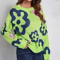 thumbnail image 2 of Lilgiuy Women's Round-Neck Sweater Flower Loose Autumn And Winter Long Sleeve Sweater Leisure,Green,6 2022 Fall Winter, 2 of 5