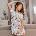 thumbnail image 3 of Honeii Koi Fish Corals,Spring Summer Print Women's Loose Short Sleeve Nightgown, Soft Cotton Sleepwear, Comfy Loose Fit Pajama Dress for Sleep and Lounge, 3 of 6