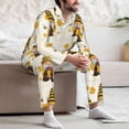 thumbnail image 5 of Salouo Beekeeper Gnome Holding A Glass Print Button-Front Long Sleeve Pajama Set for Men, Soft 2Pjs Men's Long Sleeve Sleepwear -Medium, 5 of 7