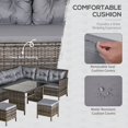 thumbnail image 4 of 6pcs Outdoor Rattan Sofa Set Garden Wicker Sectional Couch Furniture Set with Dining Table and Chair Dark Grey, 4 of 7