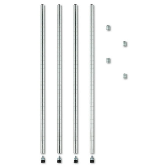 Alera Stackable Posts For Wire Shelving, 36" High, Silver, 4/Pack -ALESW59PO36SR