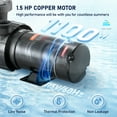 thumbnail image 4 of VEVOR Swimming Pool Pump 1.5HP 115V 1100W, Single Speed Pumps for Above Ground, Powerful Pool Pumps with Strainer Filter Basket, 5280 GPH Max. Flow, Certification of ETL for Security, 4 of 10