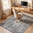 thumbnail image 3 of Wonnitar 4'x6' Area Rug for Living Room, Black Vintage Washable Rug for Bedroom Oriental Medallion Accent Rug for Dinning Room Office Non Ship Low Pile Stain Resistant, 3 of 11
