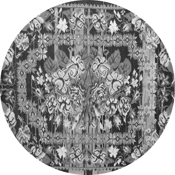 Ahgly Company Indoor Round Medallion Gray French Area Rugs, 3' Round
