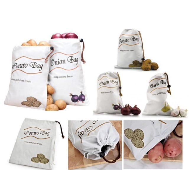 Potato Onion Storage Bag Potato And Onion Storage Bag Drawstring Closure Garlic Storage Bag Side Zipper Design Canvas Potato And Onion Storage Bag With For Food Storage Room S