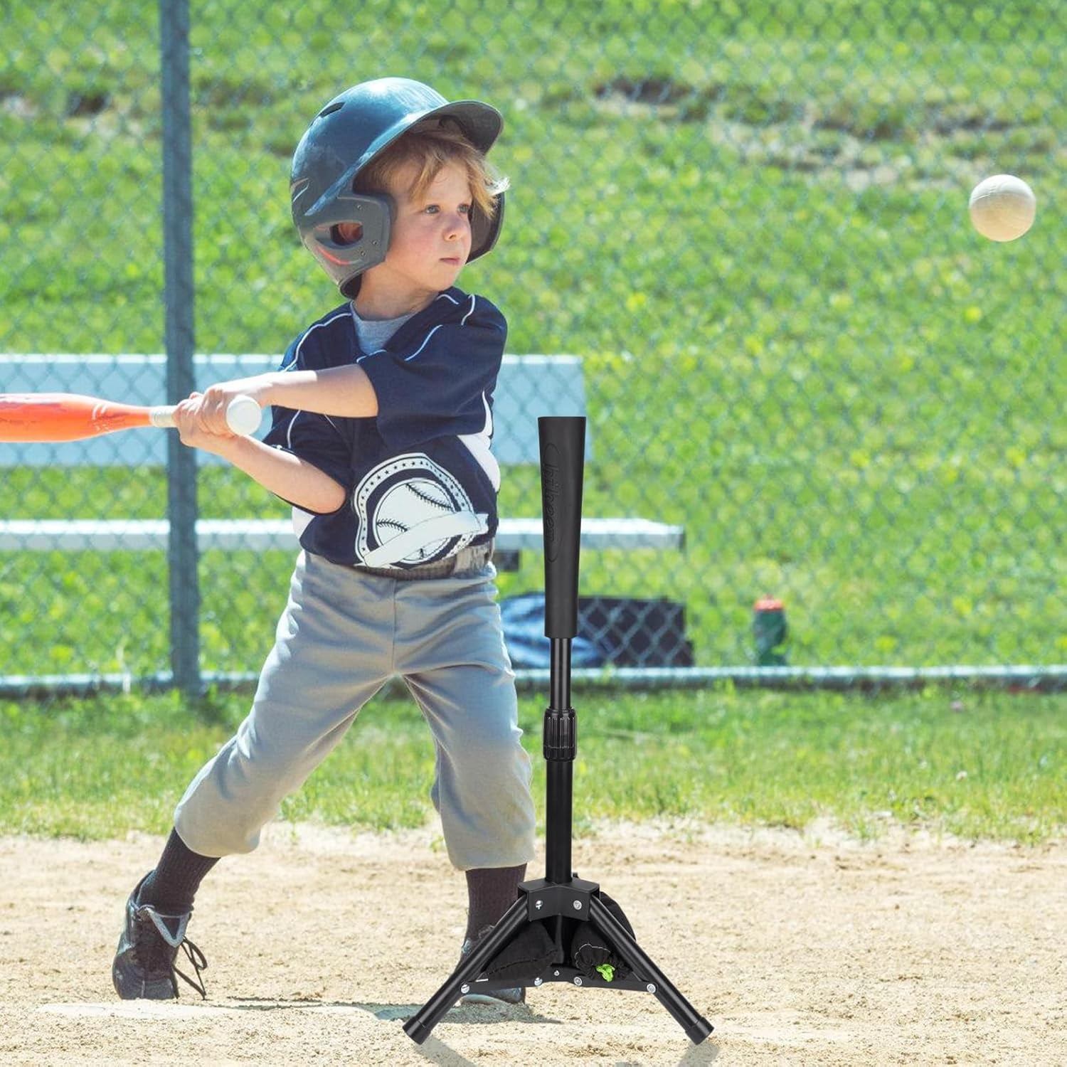 Adoreal Baseball Tee for Kids, Baseball Tee Baseball Batting Tee for Kids Softball & Baseball Practice Tee Easy Adjustable Height Portable Hitting Tee with Carry Bag(Black)