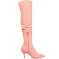 thumbnail image 3 of BLISSFUL STEP Women's Glitter Pointed Toe Stiletto Heels Over the Knee High Boots Light Salmon 6, 3 of 7
