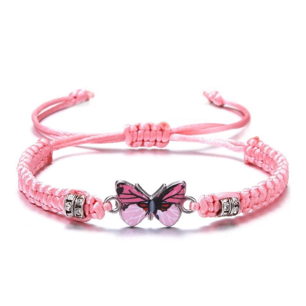 TQEHS Pulsera de hilo trenzado simple para mujer, mariposa azul, ajustable, regalo para niñas, U8G3