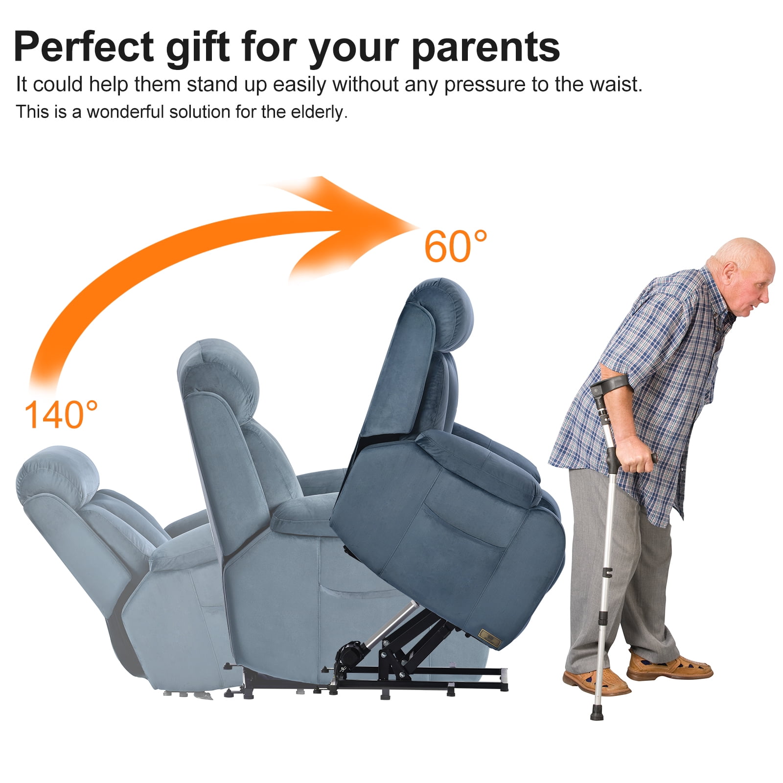 Resenkos Massage Recliner Chair, Fabric Recliner Sofa Home Theater Seating with Lumbar Support, Power Lift Recliner Chair for Living Room, Navy Blue Resenkos Massage Recliner Chair, Fabric Recliner Sofa Home Theater Seating with Lumbar Support, Power Lift Recliner Chair for Living Room, Navy Blue