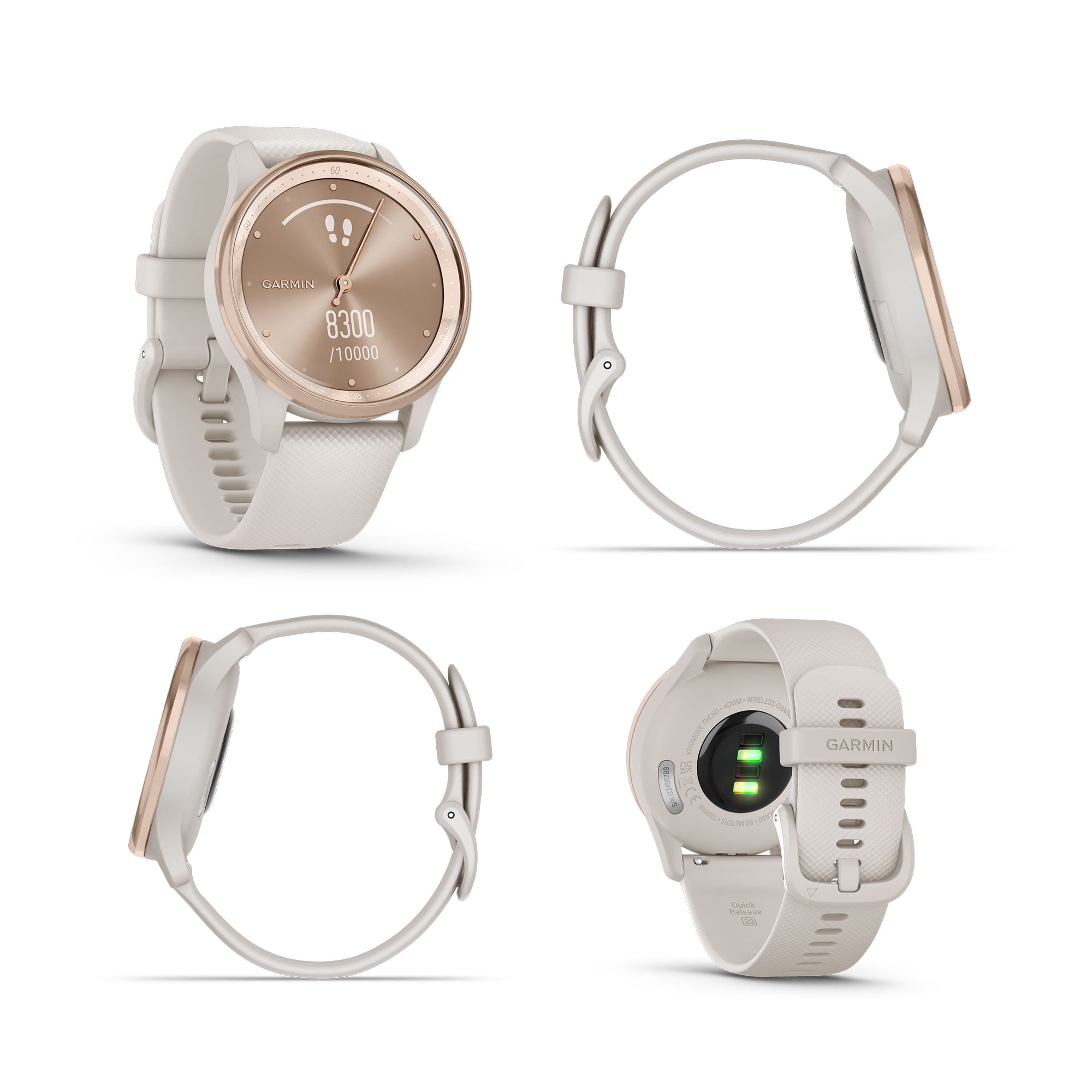 Garmin vivomove Trend Analog Smartwatch Peach Gold Steel Bezel - Ivory Case