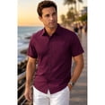 thumbnail image 4 of HISDERN Men's Short Sleeve Dress Shirt Classic Fit Stretch Button Down Shirt for Office Casual, 4 of 11