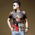 thumbnail image 4 of Camiseta de algodón de camuflaje para hombre, camisetas de fiesta para hombre, ropa de calle Katoen Muscles, ropa rockera vintage XL, top ajustado con alfabeto S, 4 of 5