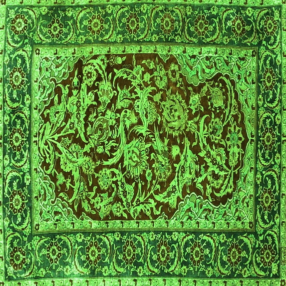 Ahgly Company Indoor Square Persian Green Traditional Area Rugs, 6' Square
