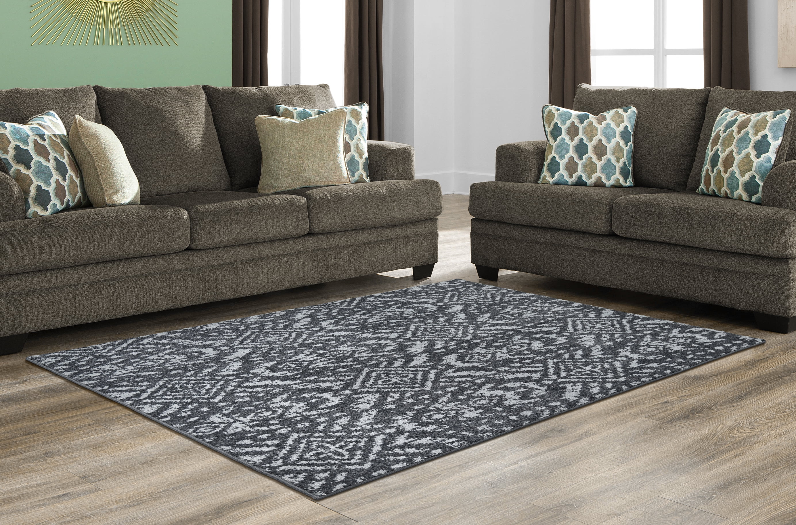 Garland Rug Denali Polypropylene Cinder Gray/Silver Indoor Area Rug, 5' x 7'